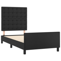 Produktbild för Sängram med huvudgavel svart 90x190 cm konstläder