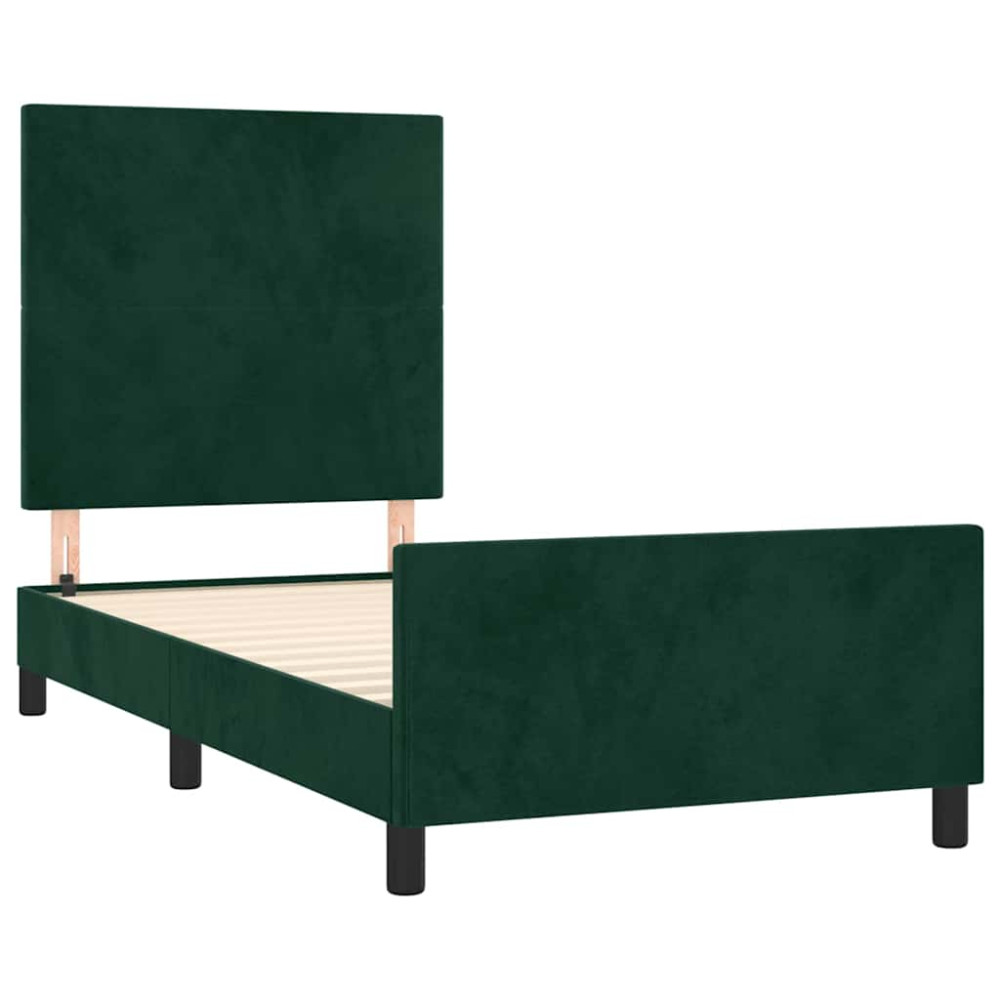 Produktbild för Sängram utan madrass mörkgrön 90x200 cm sammet