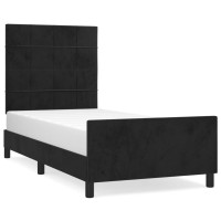 Produktbild för Sängram med huvudgavel svart 90x200 cm sammet