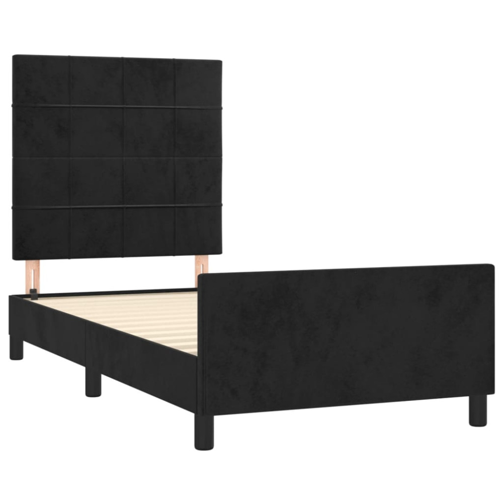 Produktbild för Sängram med huvudgavel svart 90x200 cm sammet