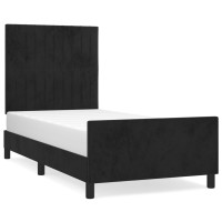 Produktbild för Sängram med huvudgavel svart 90x200 cm sammet