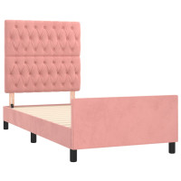 Produktbild för Sängram med huvudgavel rosa 90x190 cm sammet