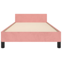 Produktbild för Sängram med huvudgavel rosa 90x190 cm sammet