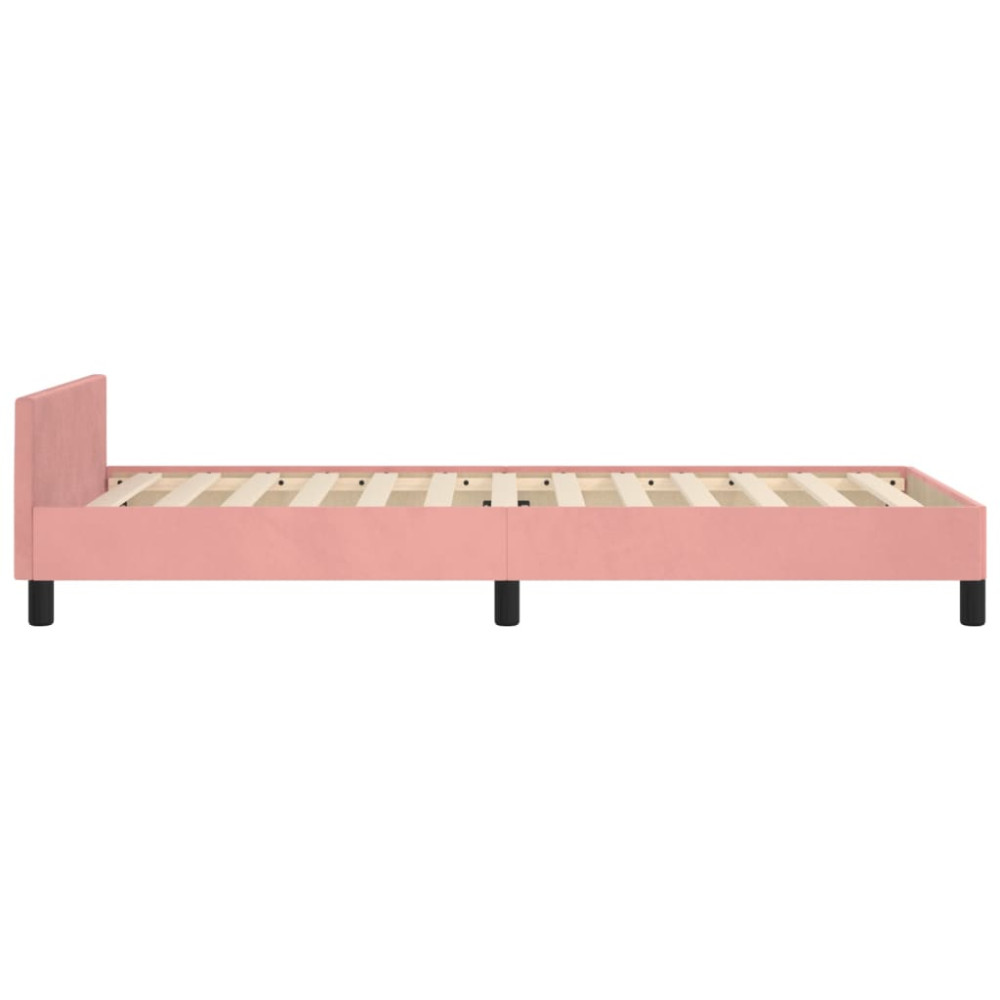 Produktbild för Sängram med huvudgavel rosa 90x190 cm sammet