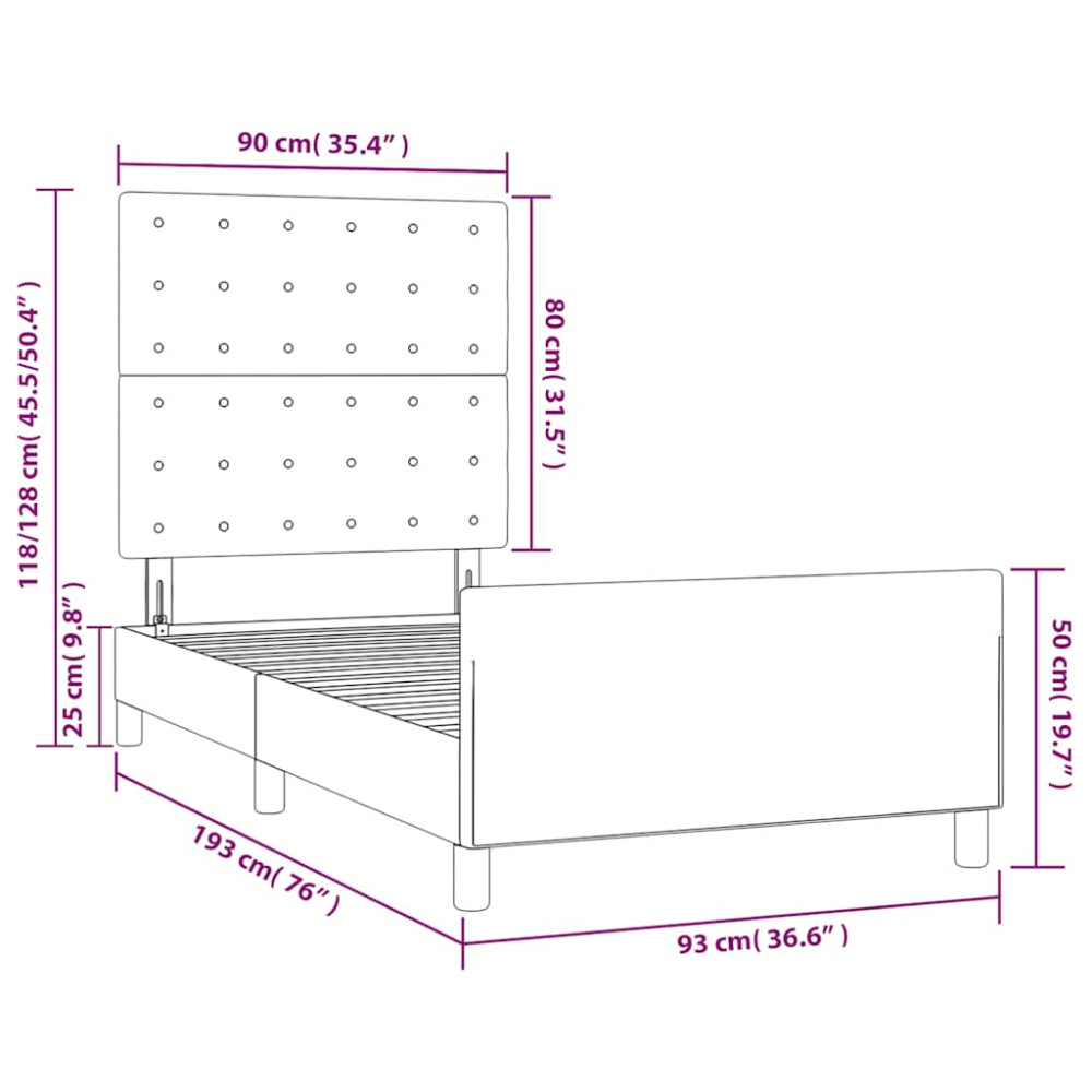 Produktbild för Sängram utan madrass mörkgrön 90x190 cm sammet