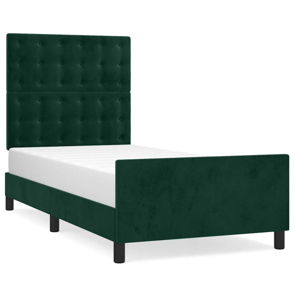 Produktbild för Sängram utan madrass mörkgrön 90x190 cm sammet