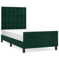 Produktbild för Sängram utan madrass mörkgrön 90x190 cm sammet