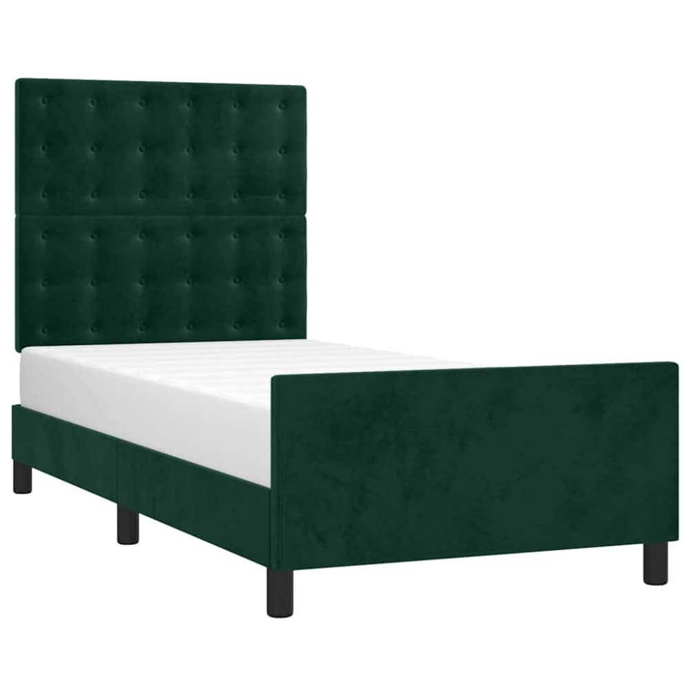Produktbild för Sängram utan madrass mörkgrön 90x190 cm sammet