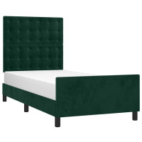 Produktbild för Sängram utan madrass mörkgrön 90x190 cm sammet