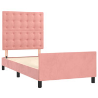 Produktbild för Sängram med huvudgavel rosa 90x190 cm sammet