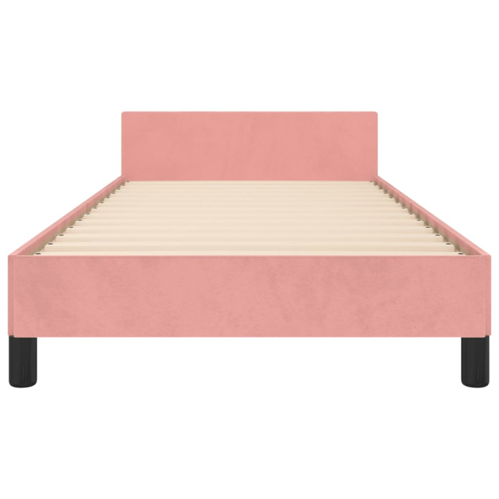 Produktbild för Sängram med huvudgavel rosa 90x190 cm sammet