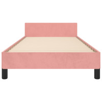 Produktbild för Sängram med huvudgavel rosa 90x190 cm sammet