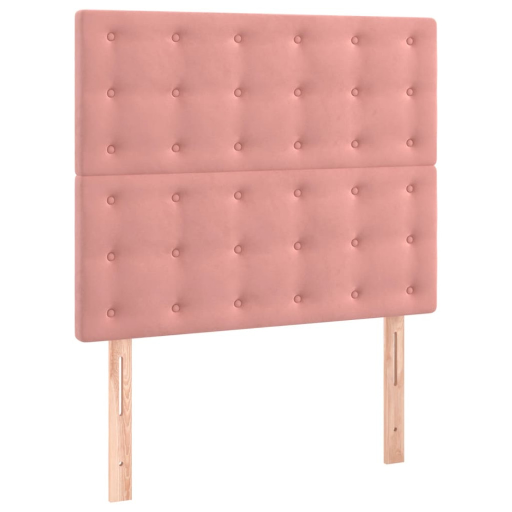 Produktbild för Sängram med huvudgavel rosa 90x190 cm sammet