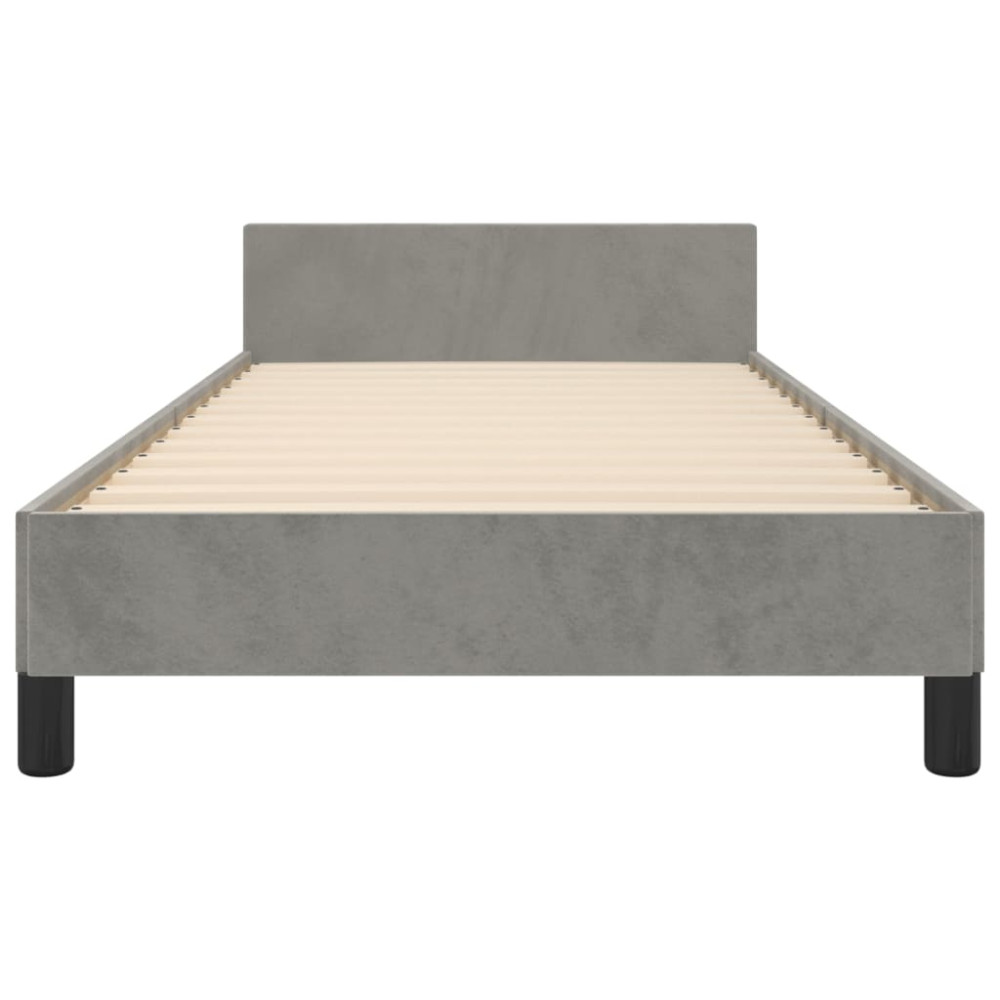 Produktbild för Sängram utan madrass ljusgrå 90x200 cm sammet