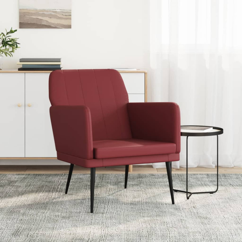 Produktbild för Fåtölj vinröd 61x78x80 cm konstläder