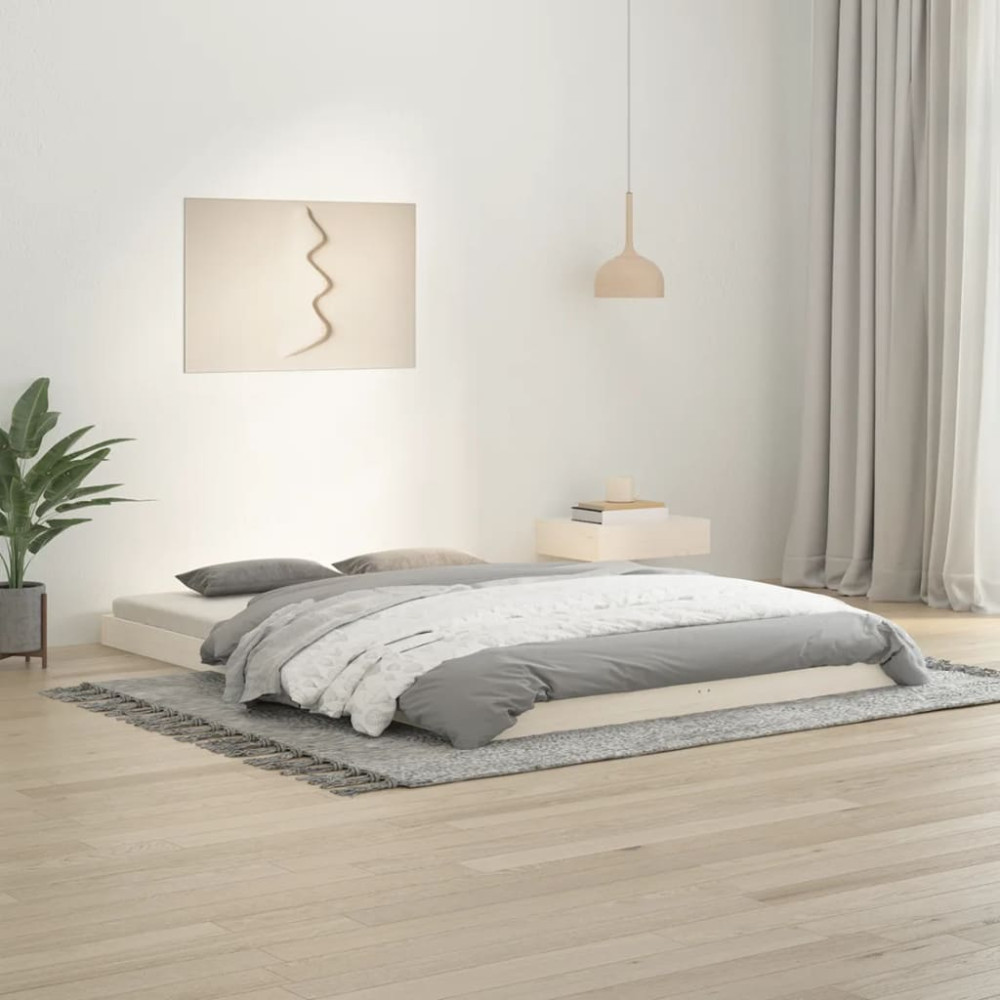 Produktbild för Sängram vit 140x200 cm massiv furu