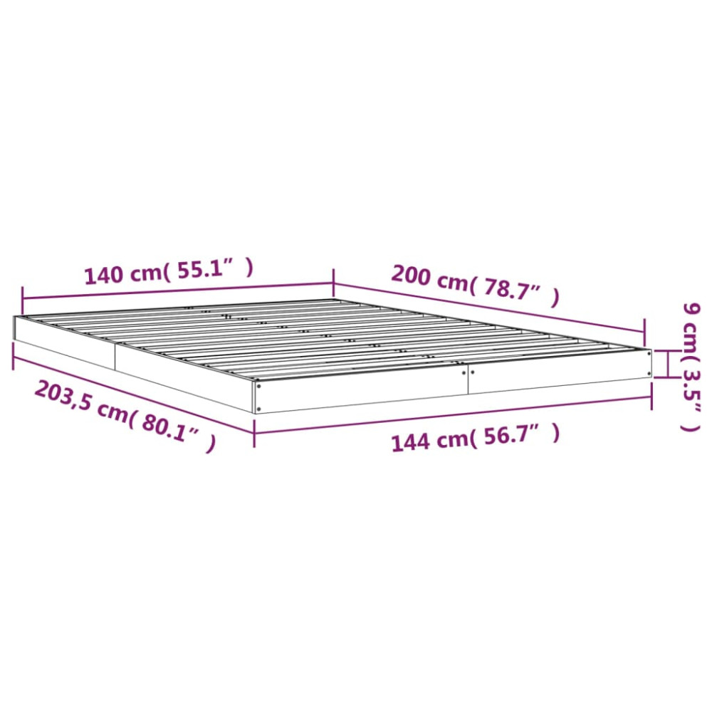 Produktbild för Sängram vit 140x200 cm massiv furu