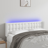 Produktbild för Sänggavel LED vit 147x16x78/88 cm konstläder
