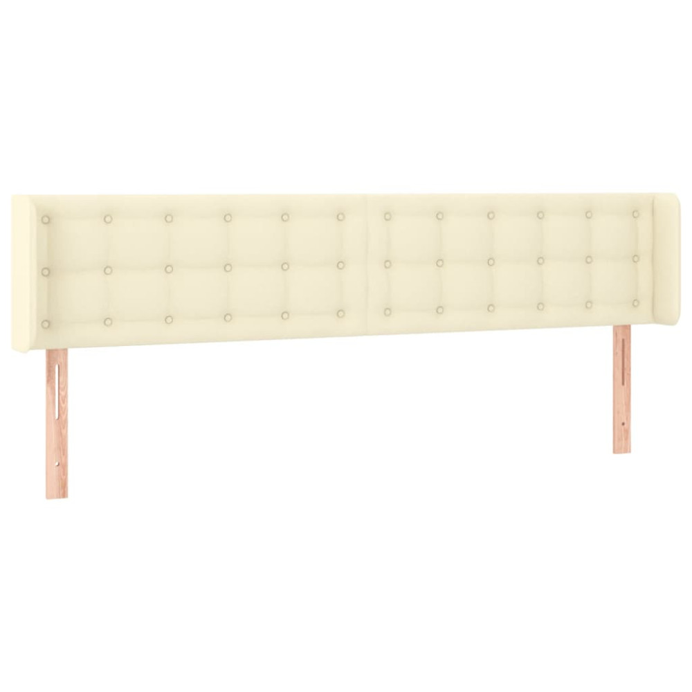 Produktbild för Sänggavel LED gräddvit 183x16x78/88 cm konstläder