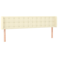 Produktbild för Sänggavel LED gräddvit 183x16x78/88 cm konstläder