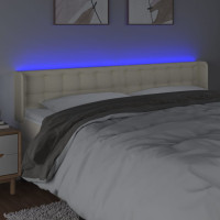Produktbild för Sänggavel LED gräddvit 183x16x78/88 cm konstläder