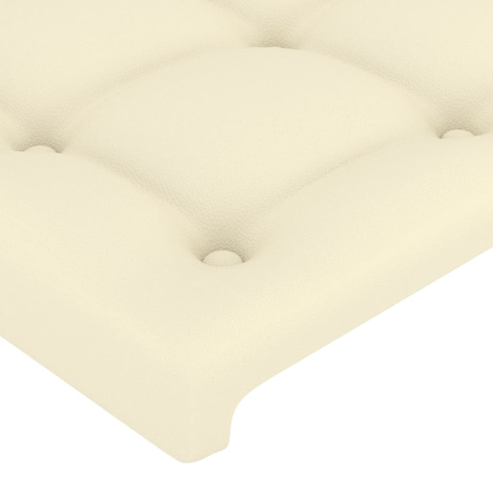 Produktbild för Sänggavel LED gräddvit 183x16x78/88 cm konstläder