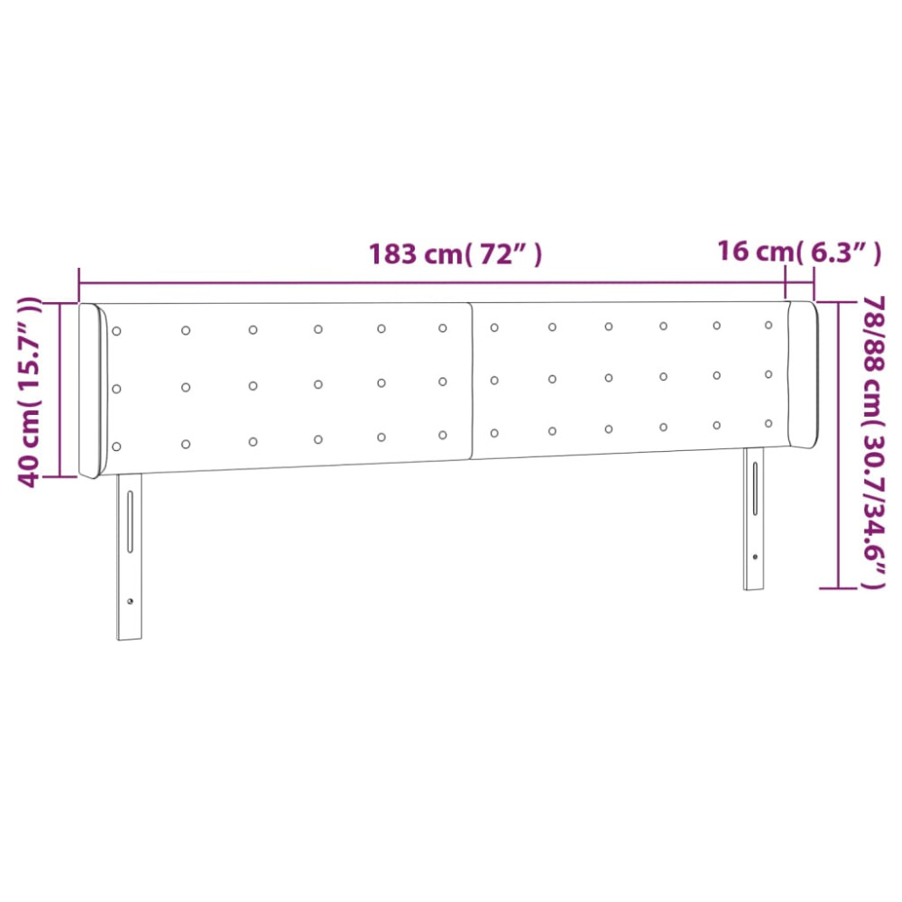 Produktbild för Sänggavel LED gräddvit 183x16x78/88 cm konstläder