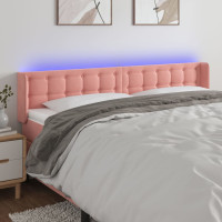 Produktbild för Sänggavel LED rosa 203x16x78/88 cm sammet