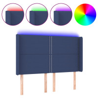 Produktbild för Sänggavel LED blå 147x16x118/128 cm tyg