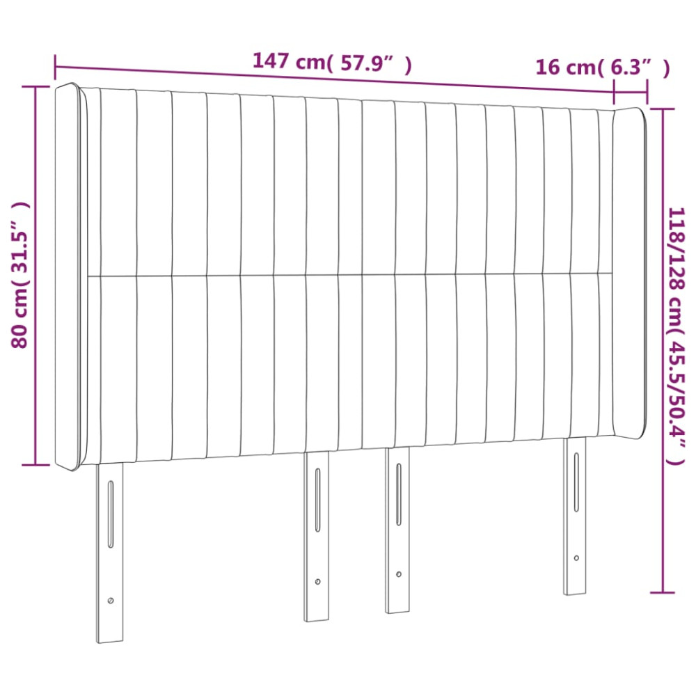 Produktbild för Sänggavel LED blå 147x16x118/128 cm tyg