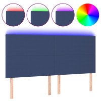 Produktbild för Sänggavel LED blå 180x5x118/128 cm tyg