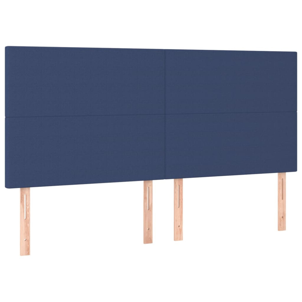 Produktbild för Sänggavel LED blå 180x5x118/128 cm tyg