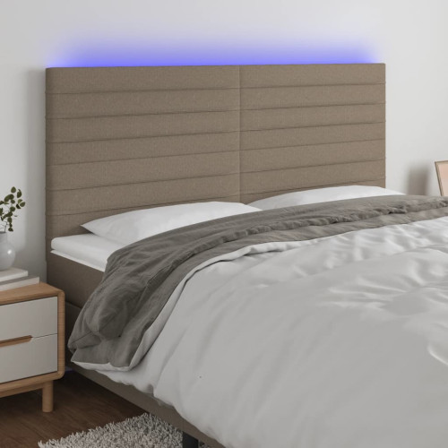 vidaXL Sänggavel LED taupe 180x5x118/128 cm tyg