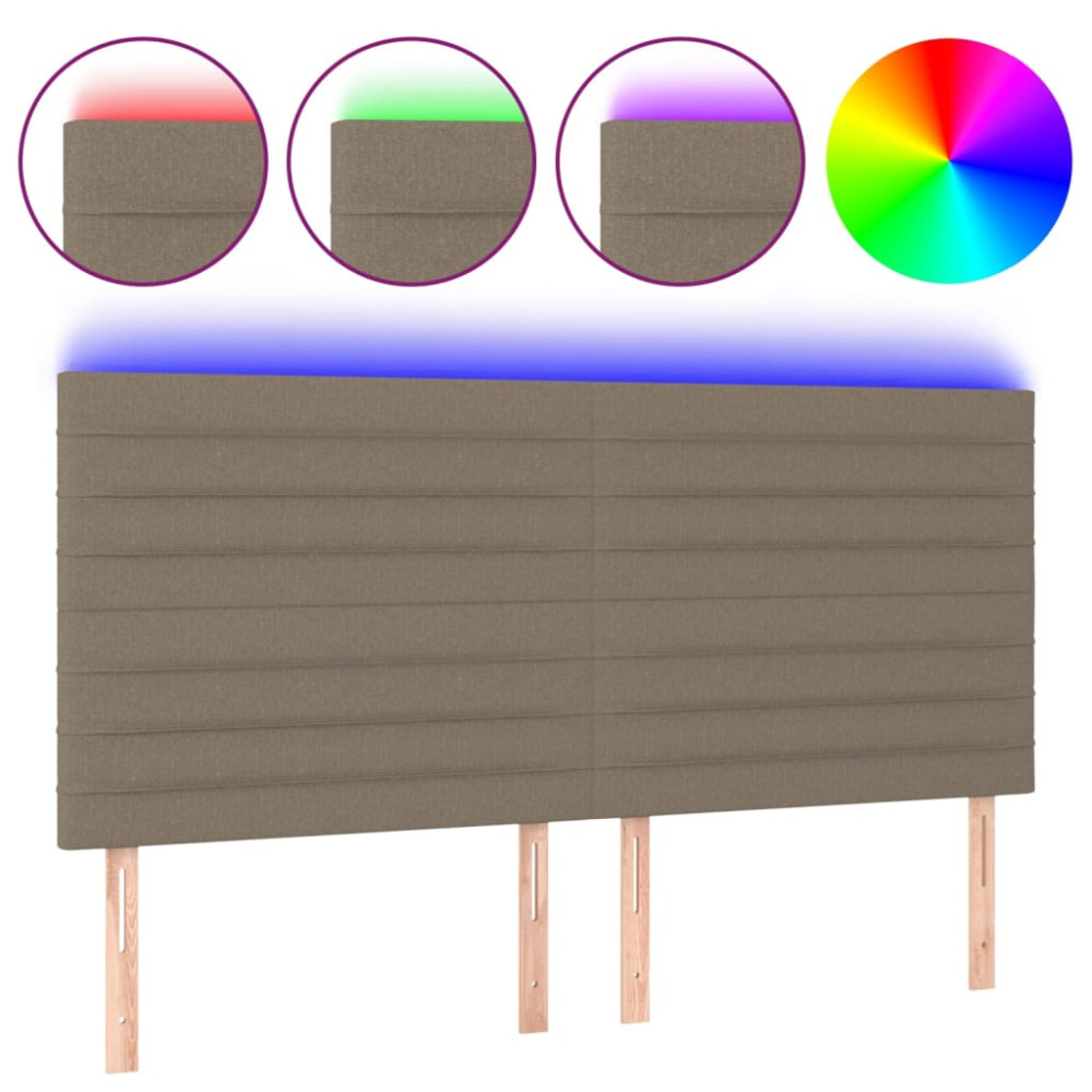 Produktbild för Sänggavel LED taupe 180x5x118/128 cm tyg