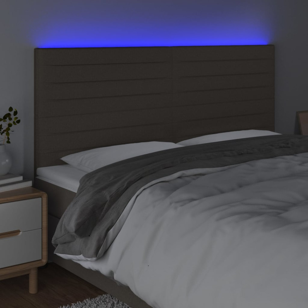 Produktbild för Sänggavel LED taupe 180x5x118/128 cm tyg