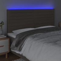 Produktbild för Sänggavel LED taupe 180x5x118/128 cm tyg