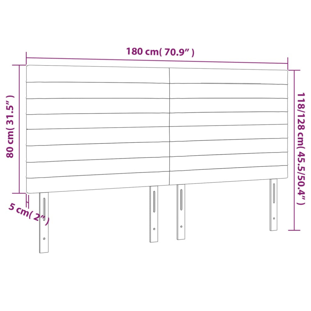Produktbild för Sänggavel LED taupe 180x5x118/128 cm tyg