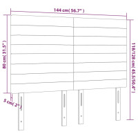 Produktbild för Sänggavel LED mörkgrå 144x5x118/128 cm sammet