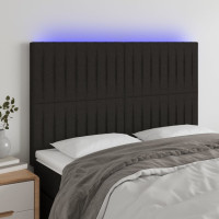 Produktbild för Sänggavel LED svart 144x5x118/128 cm tyg