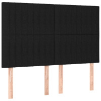 Produktbild för Sänggavel LED svart 144x5x118/128 cm tyg