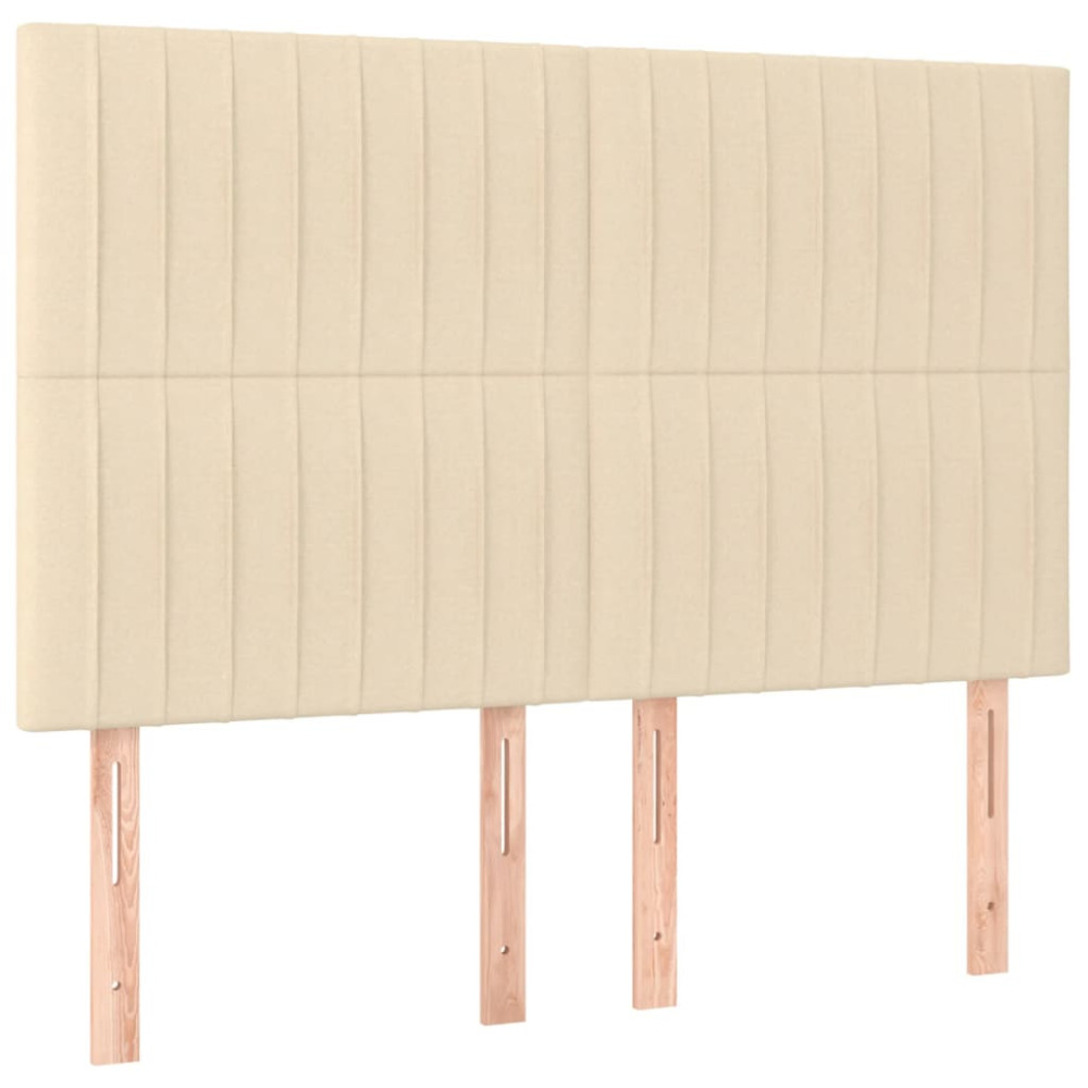 Produktbild för Sänggavel LED gräddvit 144x5x118/128 cm tyg
