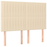 Produktbild för Sänggavel LED gräddvit 144x5x118/128 cm tyg