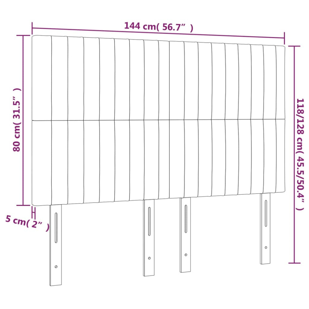 Produktbild för Sänggavel LED gräddvit 144x5x118/128 cm tyg