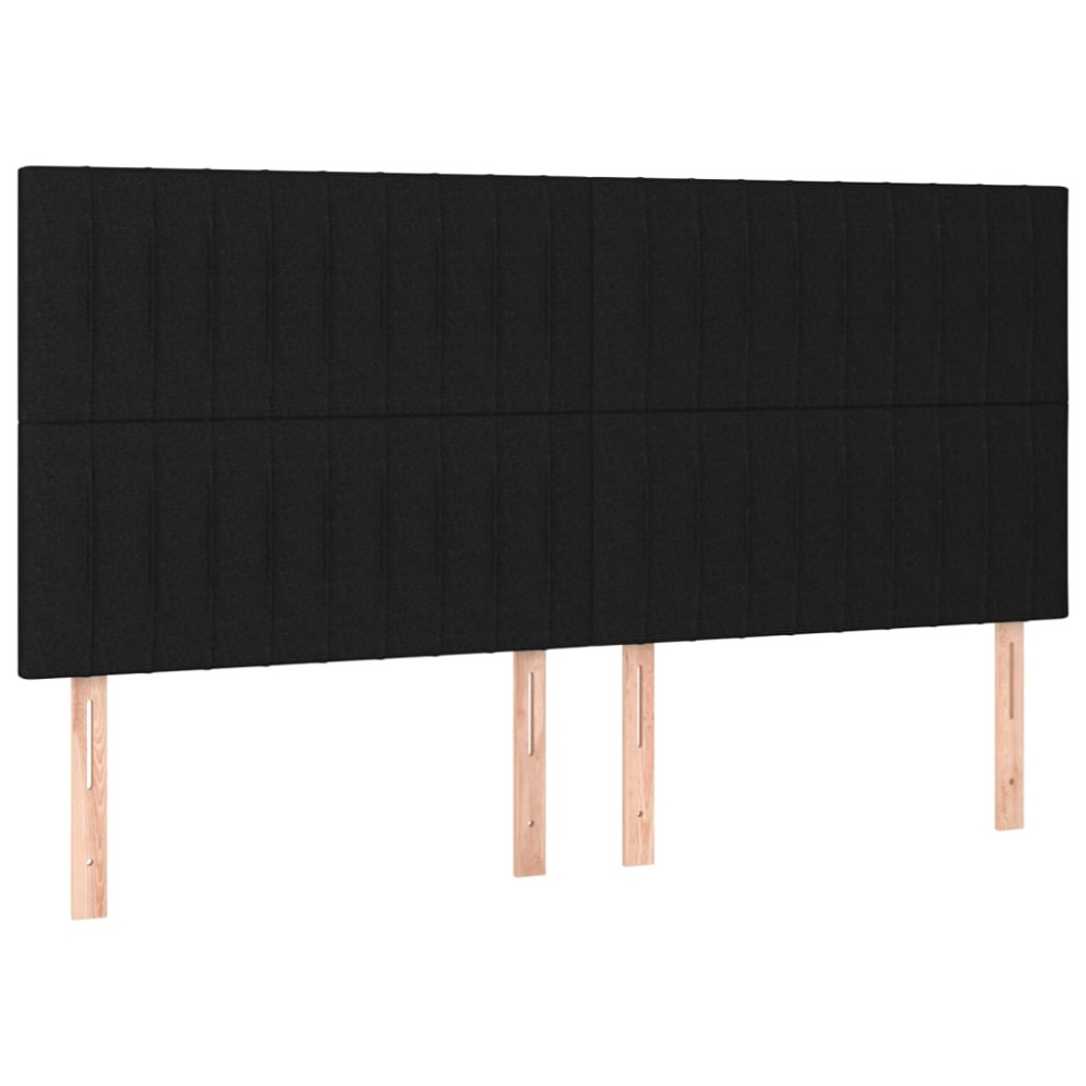 Produktbild för Sänggavel LED svart 200x5x118/128 cm tyg