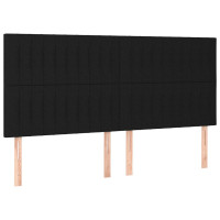 Produktbild för Sänggavel LED svart 200x5x118/128 cm tyg