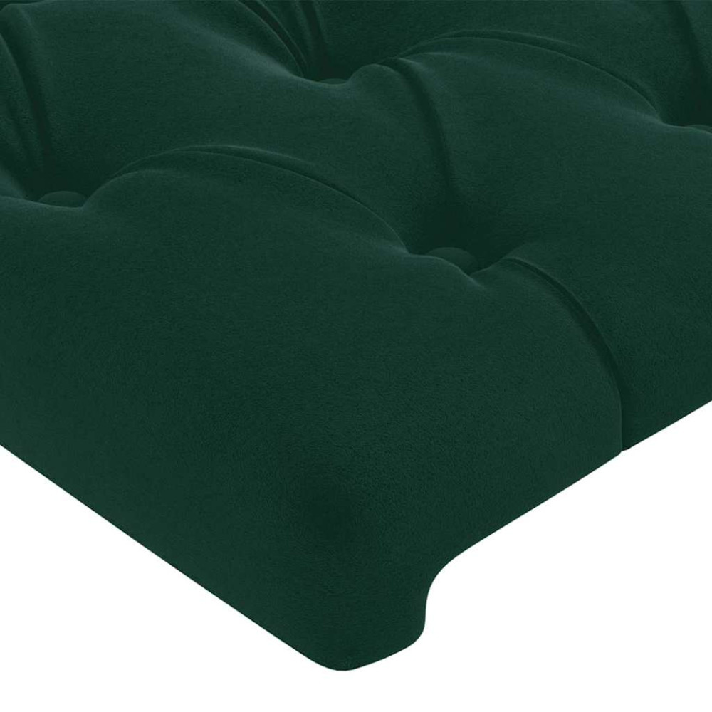Produktbild för Sänggavel LED mörkgrön 100x7x118/128 cm sammet