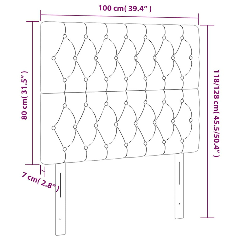Produktbild för Sänggavel LED mörkgrön 100x7x118/128 cm sammet