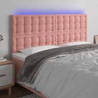 Produktbild för Sänggavel LED rosa 200x5x118/128 cm sammet