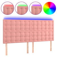 Produktbild för Sänggavel LED rosa 200x5x118/128 cm sammet