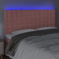 Produktbild för Sänggavel LED rosa 200x5x118/128 cm sammet